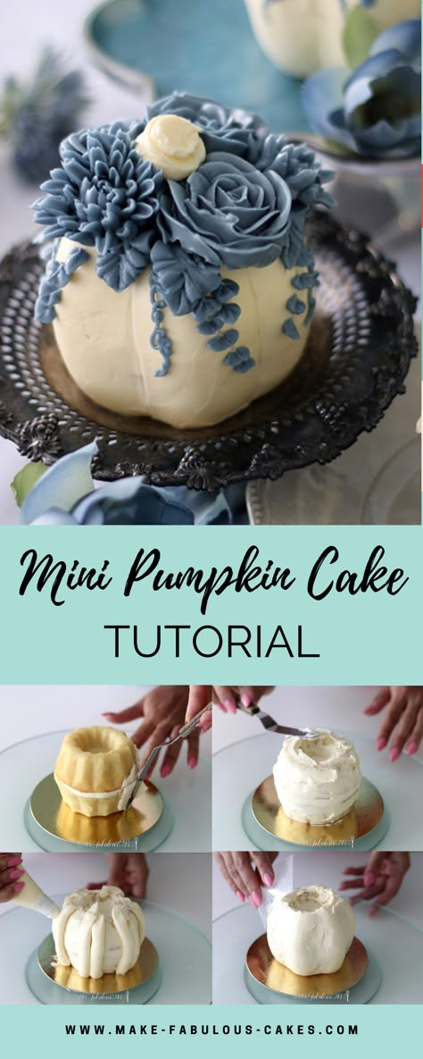 Blue Pumpkin Cake, Halloween Cake Pumpkin, Mini Pumpkin Cakes, Pumpkin Baby Shower Cake Boy, Fall Smash Cake Photos, Mini Thanksgiving Cakes, Mini Fall Cakes, Fall Vintage Cake, Pumpkin Cake Decoration