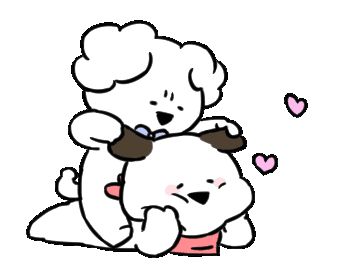 Dogs Animated, Moving Illustration, Bears In Love, Hug Gif, Chibi Poses, Too Cute To Handle, Dog Animation, Music Stickers, Animation Gif