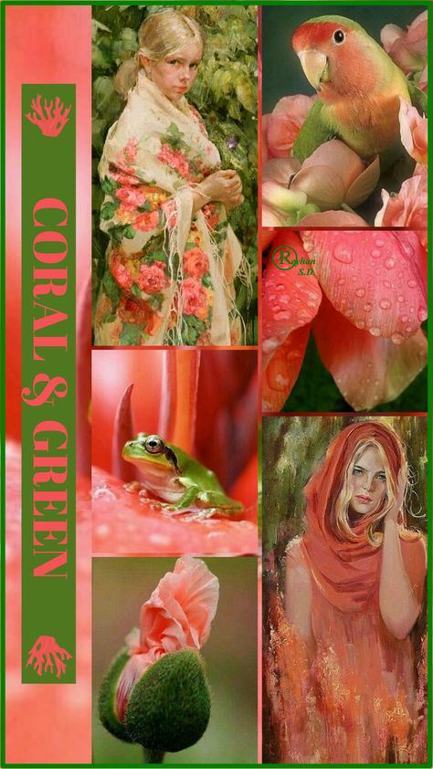 Coral And Green, Color Symbolism, Color Dream, Color Schemes Colour Palettes, Mood Colors, Color Trends Fashion, Color Collage, Color Me Beautiful, Beautiful Collage