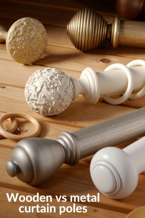 Wooden vs metal curtain poles. Which one is the best? Country Style Curtains, Wooden Curtain Poles, Wooden Curtain, Metal Curtain Pole, Rustic Country Home, Farmhouse Curtains, Curtain Pole, Metal Curtain, Fabric Blinds