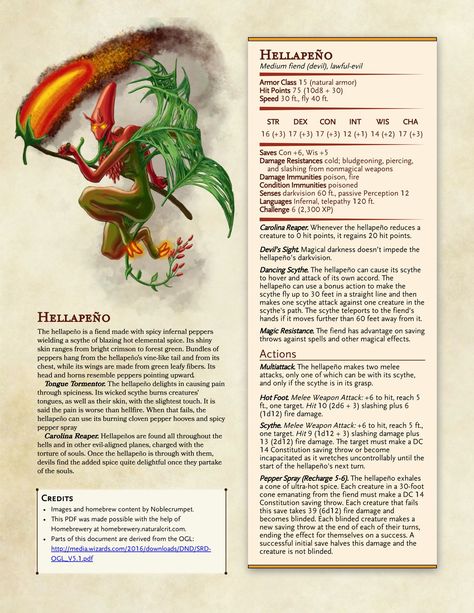 Dnd 5e Homebrew Food Monsters, Dnd Food Monsters, Feywild Dnd, Artificer Dnd, Food Creatures, Food Campaign, Dnd Food, Dnd 5, Dnd Monster