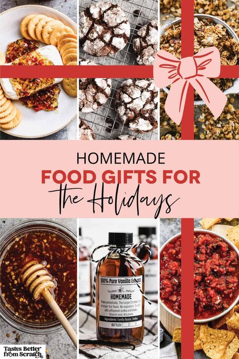 Give the gift of something special this holiday season with our unique homemade Christmas gift ideas! From salsa and granola to vanilla, cookie dough, and cheeseballs, these DIY edible gifts are easy to make and come with free printable tags from our site. Perfect for friends, family, or coworkers, these minimalist Christmas gifts add a personal touch to your holiday giving. Handmade Food Gifts, Easy Food Gifts, Diy Edible Gifts, Raspberry Jam Recipe, Easy Homemade Salsa, Edible Christmas Gifts, Diy Food Gifts, Diy Edible, Homemade Food Gifts