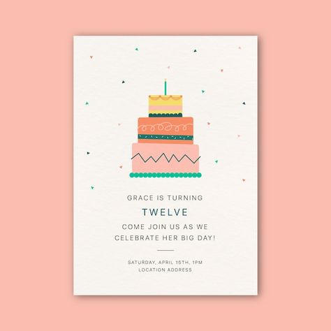 Simple vector birthday invitation card d... | Premium Vector #Freepik #vector #happy-birthday-invitation #happy-birthday-card #birthday-invite #happy-birthday-cake Simple Birthday Invitations, Birthday Invitation Card Design, Birthday Announcement, Birthday Invitation Message, Birthday Invitation Card, Happy Birthday Design, Time Pass, Birthday Postcards, Simple Invitation