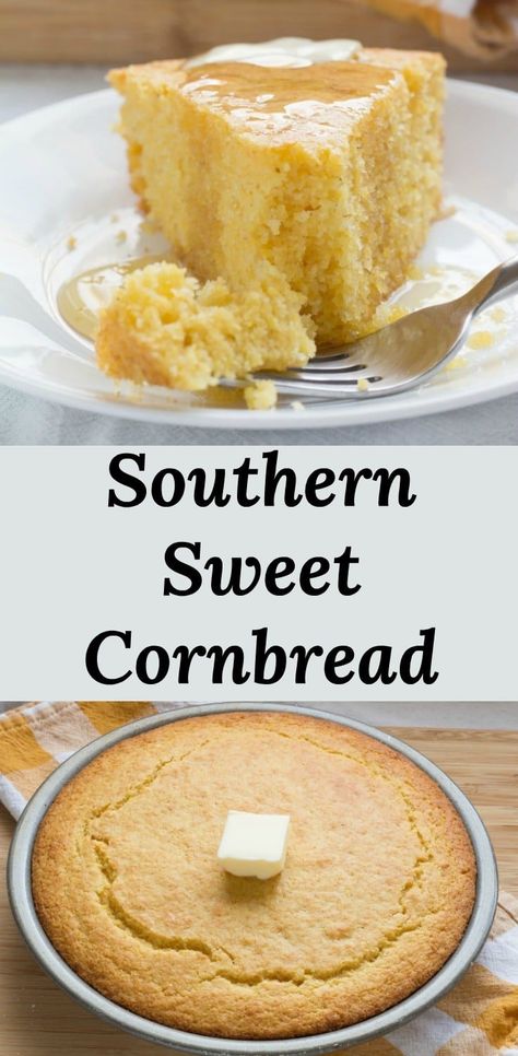 Southern Sweet Cornbread, Southern Recipes Dinner, Easy Southern Cornbread, Southern Cornbread Recipe, Southern Style Cornbread, Southern Recipes Desserts, Cornbread Recipe Sweet, Southern Cooking Recipes, Southern Dinner