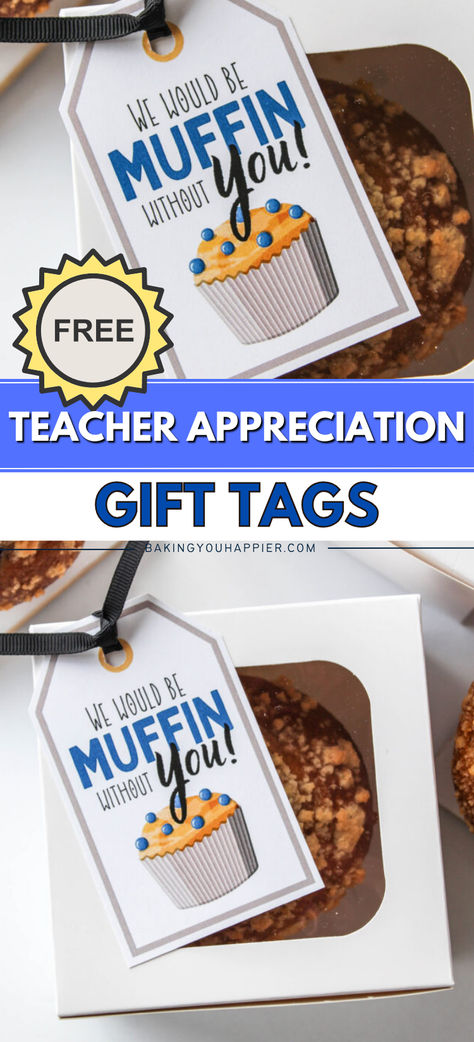 We Would Be Muffin Without You Teacher Appreciation Free Printable Gift Tags, a nice and simple gift idea to show your appreciation! Muffin Thank You Printable Free, Free Employee Appreciation Printables, Muffin Appreciation Printable, We'd Be Muffin Without You Free Printable, Teacher Appreciation Muffins, You Are Scentsational Printable Free, Teacher Appreciation Gift Tags Printable, Cheap Teacher Appreciation Ideas, Simple Teacher Appreciation Gifts