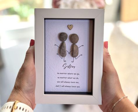 Pebble Picture for Sister, Sisters Keepsake, Gift for Sister, Sister Pebble Art, Family Pebble Art, Sister Quote Picture, Picture for Sister - Etsy Sister Names, Family Pebble Art, Sister Quote, Quote Picture, Order Packaging, Pebble Art Family, Picture Picture, Handmade Frame, Sister Sister