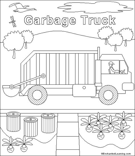 Garbage Truck Coloring Page, Community Helpers Preschool Crafts, Community Helpers Crafts, Garbage Truck Party, Race Car Coloring Pages, Truck Crafts, Trash Party, Rubbish Truck, Community Helpers Preschool