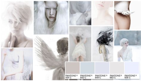 Fallen Angels, White/Grey/Neutral Color Palette with Pantone Swatches Fallen Angel Color Palette, Angel Colour Palette, Grey Neutral Color Palette, Angel Color Palette, Angelic Color Palette, Dove Color Palette, Kpop Oc, Angel Tears, Skin Palette