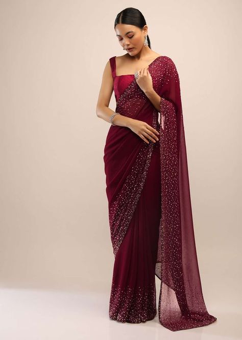 Maroon Saree, Sarees For Girls, Simple Saree Designs, Indian Sari Dress, Fancy Sarees Party Wear, Modern Saree, Traditional Indian Dress, Simple Sarees, Indian Fashion Saree