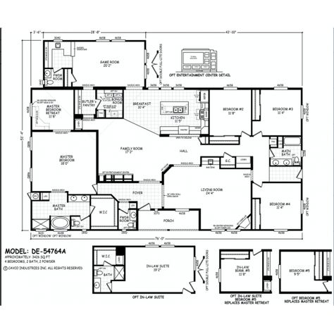 Triple Wide Manufactured Home Floor Plans, Triple Wide Mobile Home Floor Plans, Can Lights In Kitchen, Triple Wide Mobile Homes, New Manufactured Homes, Manufactured Homes Floor Plans, White Interior Paint, Mobile Home Floor Plans, Composite Kitchen Sinks