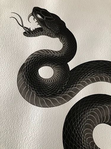 Snake Illustration Tattoo, Black Mamba Tattoo, Queen Of Underworld, Angry Snake, Leg Tattoo Design, Black Mamba Snake, Mamba Snake, Snake Illustration, Cobra Art