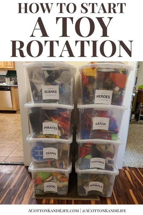 Toy Sorting Ideas, Toy Chest Organization, Toy Rotation System Storage, How To Organize Large Toys, Small Kid Room Organization, Montessori Toy Rotation Categories, Toy Categories Organization, Declutter Toys Organizing Ideas, Organised Toys