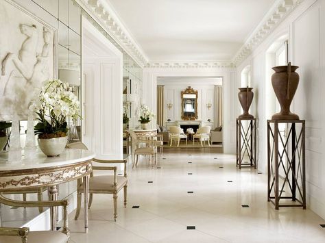 French Estate, Marble Flooring, Modern Mansion, White Living, White Living Room, French Chateau, Large Wall Decor, White Rooms, White Room