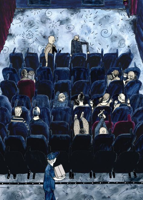 Movie Theater Illustration, Theater Illustration, Theatre Drawing, Theatre Illustration, Theatre Life, Theater Room, Central Saint Martins, Children Book, Line Illustration