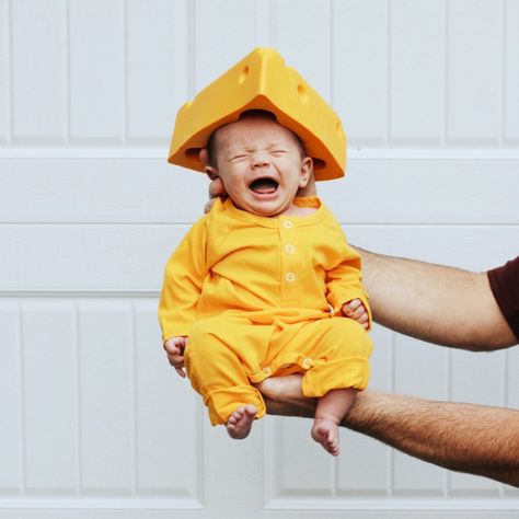 Baby Cheese Halloween Costume Cheese Halloween Costume, Diy Cheese Costume, Baby Burrito Costume, Babywearing Halloween Costume, Infant Popcorn Costume, Halloween Costume Pregnant With Toddler, Cabagge Patch Kids Baby Costumes, Baby Astronaut Costume, Baby Skunk Costume