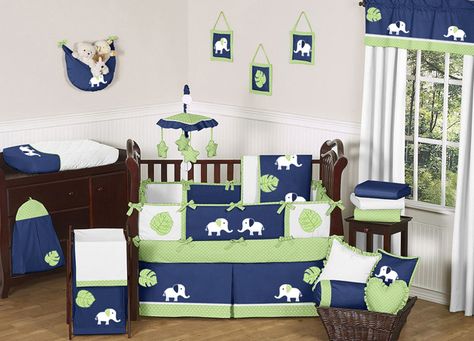 A little over the top but i like the colors. baby boy elephant nursery | NAVY BLUE LIME GREEN WHITE ELEPHANT BABY BEDDING BOY CRIB SET Crib Sets For Boys, Elephant Baby Bedding, Elephant Crib Bedding, Baby Boy Crib Bedding Sets, Baby Boy Elephant Nursery, Baby Boy Nursery Bedding, Baby Boy Bedding Sets, Nursery Color, Baby Boy Nursery Colors