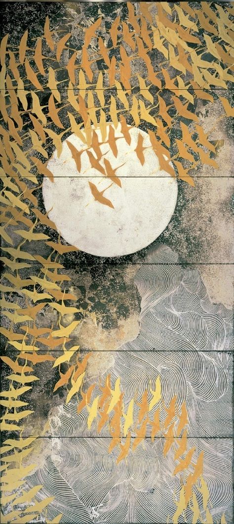 Jammu: taishou-kun: Kayama Matazo 加山 又造 (1927-2004) A... A Thousand Cranes, Deco Nature, Art Japonais, Japanese Painting, Japan Art, Japanese Prints, Chinese Painting, Museum Of Modern Art, National Museum