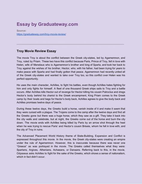 Get help on 【 Greek and Troy Society in the Movie Troy 】 on Graduateway ✅ Huge assortment of FREE essays & assignments ✅ The best writers! Movie Review Essay, Troy Movie, College Website, Birthday Wishes For Son, English Short Stories, Review Essay, Essay Tips, Ielts Writing, Essay Writing Skills