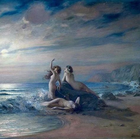 Victor Karlovich Shtemberg, Sirens of the Sea Water Nymphs, Rennaissance Art, Historical Painting, Mermaid Life, Sea Witch, Mythology Art, Metal Girl, Witch Art, Historical Art