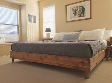 Bedroom Update: King Bed DIY — THE GREAT GOODNESS King Bed Frame Ideas, Diy Platform Bed Plans, King Size Bed Frame Diy, Diy Platform Bed Frame, Raised Platform Bed, Diy King Bed, Diy King Bed Frame, Bed Frame Ideas, Platform Bed Plans