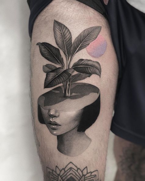 Illustrated Blackwork Tattoo, Surealism Tattoo Design, Illustrative Realism Tattoo, Surealism Tattoo Ideas, Surreal Art Tattoo, Surreal Tattoo Ideas, Abstract Geometric Tattoo, Black Abstract Tattoo, Surrealism Tattoo Design