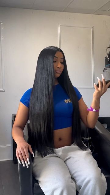 Christopher Kyle on Instagram: "Classic jet black buss down tape-in install on @therubirose 🌹 Using 6pc of 30” extensions by @dhairboutique 💙" Hair Extensions Hairstyle, Black Buss Down Wig, Jet Black Wig Black Women, Buss Down, Jet Black Buss Down, Jet Black Hair Black Women, Jet Black Middle Part, Extensions Black Hair, Jet Black Middle Part Wig