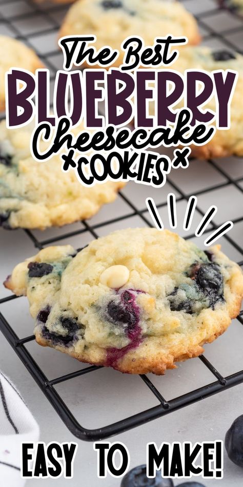 Lemon Blueberry Cheesecake Cookies, Blueberry Cheesecake Cookies, Blueberry Crunch, Blueberry Pudding, Cheesecake Cookies Recipes, Blueberry Desserts Recipes, Blueberry Cookies, Blueberry Cream Cheese, Best Cheesecake