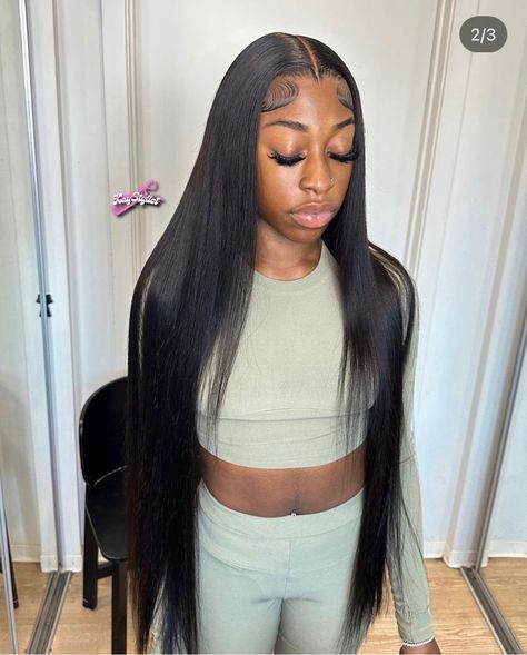 Middle Part Wig Black Women Straight, Cute Middle Part Hairstyles, Straight Middle Part Wig, Hairstyle Suggestions, Hair Line Up, Hairstyles Weave, Sew In Wig, Cute Natural Hairstyles, Weave Ponytail Hairstyles