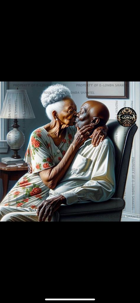 Old Black Couple, Afro Art Couples, Old Couple Art, Older Black Woman Art, Interacial Couples Art, Black Spiritual Couple Art, African American Art Couples Black Love, African American Artwork, Elderly Couples