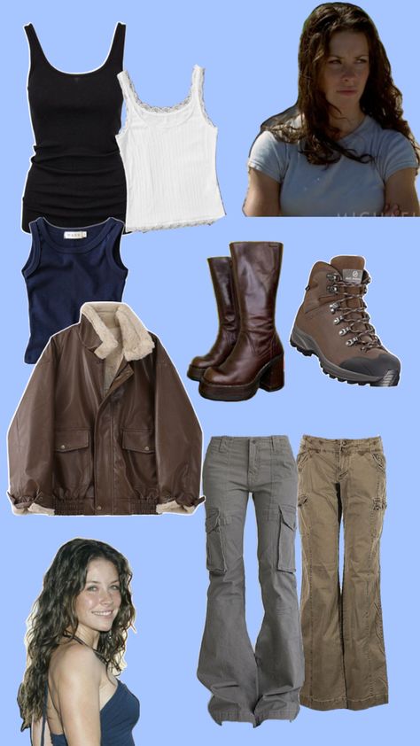 a kate outfit pin from the tv series lost. Kate Austen, Girls Pin, Fashion Tv, Just Girly Things, Skirt Leather, Fitness Inspo, Overall Shorts, Get Dressed, Flare Jeans