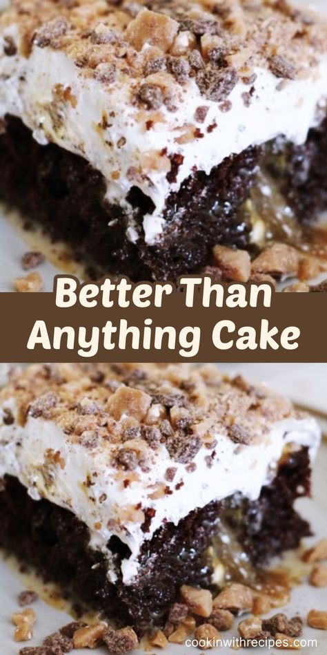 Better Than Anything Cake Recipe - Cooking with Recipes The Best Sheet Cake Recipes, Better Than Everything Cake, Betty Crocker Better Than Almost Anything Cake, 9x13 Desserts Easy, Bunco Cake Ideas, Yummy Easy Cake Recipes, Better Than Anything Cake Recipe, Chocolate Poke Cakes Recipes, Easy Summer Desserts Cake Mixes