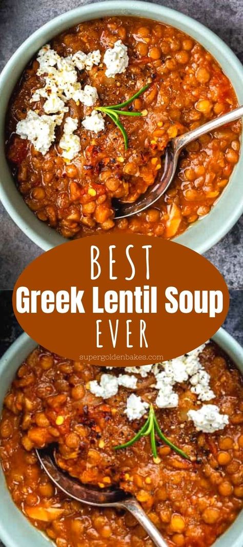 Greek Lentils Recipe, Slow Cook Lentil Recipes, Slow Cooker Recipes Greek, One Pot Lentil Soup, Lentil Soup Recipe Slow Cooker, Slow Cooker Lentil Stew, Slow Cooker Recipes Lentils, Slow Cooker Red Lentils, Lentil Soup Greek