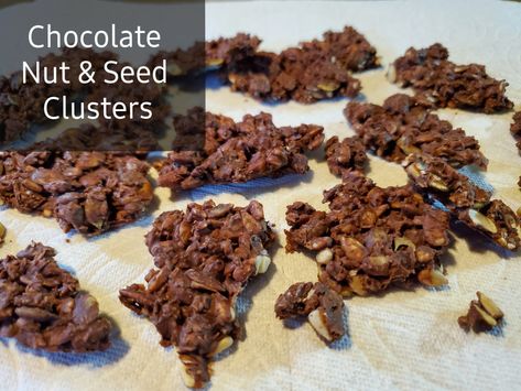 Homemade Healthy Chocolate, Nut Cluster Recipe, Seed Clusters, Chocolate Nuts Clusters, Protein Granola Bars, Nut Clusters, Energy Bites Recipes, Chocolate Nuts, Gf Desserts