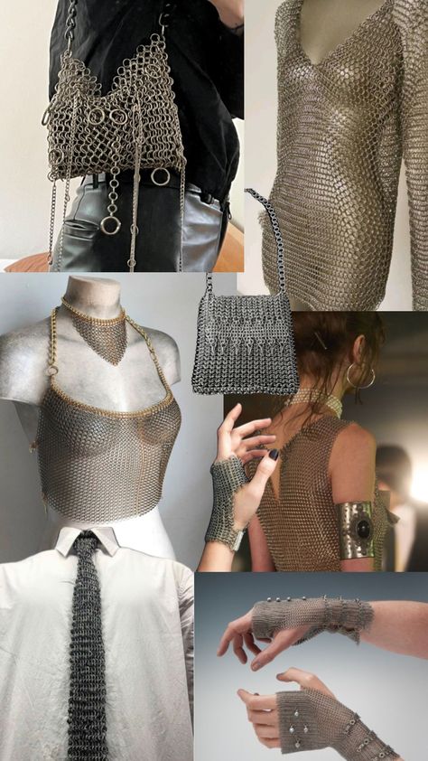 Current obsession: chain mail Fair Outfits, Nerd Fashion, Desi Clothes, Up Costumes, Weird Fashion, Medieval Fashion, Chain Mail, Fashion Photoshoot, School Fashion