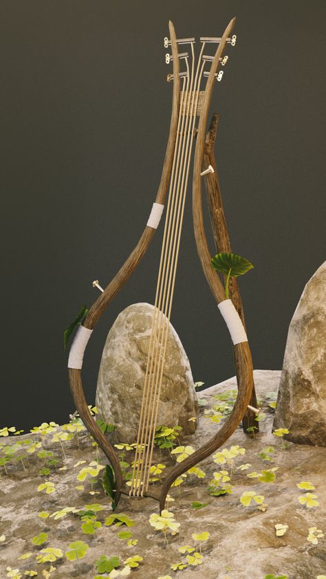 ArtStation - Harp made of two bows, Maxim Lyre Fantasy Art, Fantasy Musical Instruments, Fantasy Instrument Design, Fantasy Instrument, Guitar Design Ideas, Instrument Reference, Bard Instruments, Magic Instruments, Weird Instruments