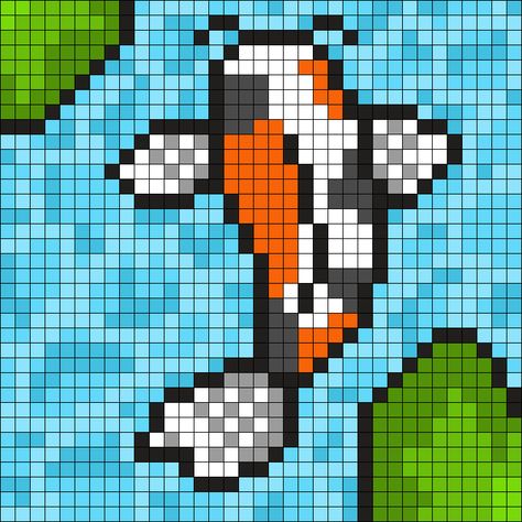 Koi Fish Kandi Pattern Pixel Art Koi Fish, Pixel Koi Fish, Koi Fish Pixel Art, Fish Perler Beads, Perler Bead Fish, Grid Art, Pixel Beads, Hyper Fixation, Perler Ideas