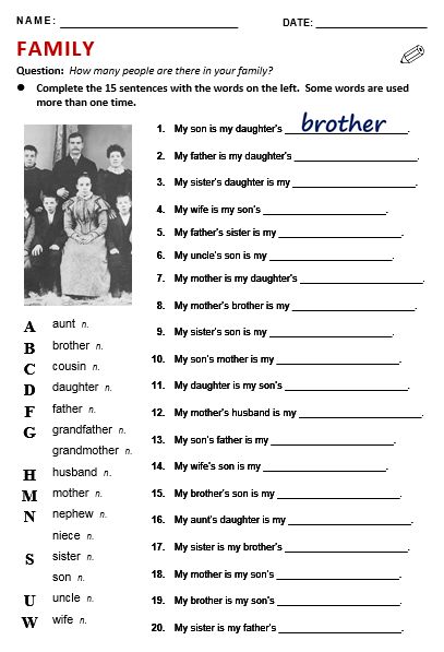 Esl Family Vocabulary Worksheets, Family English Worksheet, Family Vocabulary English, Esl English, English Quiz, Family Worksheet, Simple Present, Esl Vocabulary, English Exercises