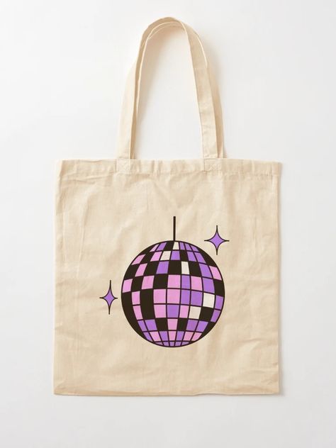 Tod Bag, Retro Disco Ball, Mirror Disco Ball, Creative Tote Bag, Purple Tote, Purple Tote Bag, Retro Mirror, Tods Bag, Retro Disco