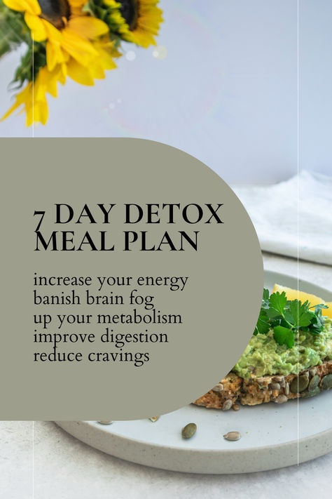 A free 7 day meal plan for busy people that is full of healthy, nutritious and delicious recipes. Meals focus on supporting our detox systems and provide an opportunity to help our body cleanse itself of toxins. Increase your energy, banish brain fog, increase your metabolism, improve your digestion, and reduce cravings. Take the stress out of meal planning and download for free! 7 Day Detox Meal Plan, 3 Day Detox Meal Plan, Detox Meal Plan 7 Day, 10 Day Cleanse Meal Plan, 7 Day Detox Cleanse, Cleansing Diet, 10 Day Cleanse, 7 Day Cleanse, Reduce Cravings