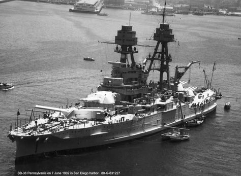 USS Pennsylvania (BB-38) was the lead ship of the Pennsylvania-class of US Navy battleships. After her was the notable USS Arizona (BB-39)! (google.image) 10.17 Ww2 Battleships, Uss Pennsylvania, John Currin, Navy Coast Guard, Uss Texas, Us Battleships, Battle Ships, Scale Model Ships, Uss Arizona