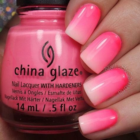 Pink Gradient Nails, Nails Acrylic Ideas, Hot Pink Nail Polish, Nail Design Glitter, Pink Nail Art Designs, Cute Pink Nails, Acrylic Ideas, Baby Pink Nails, Gel Nails At Home