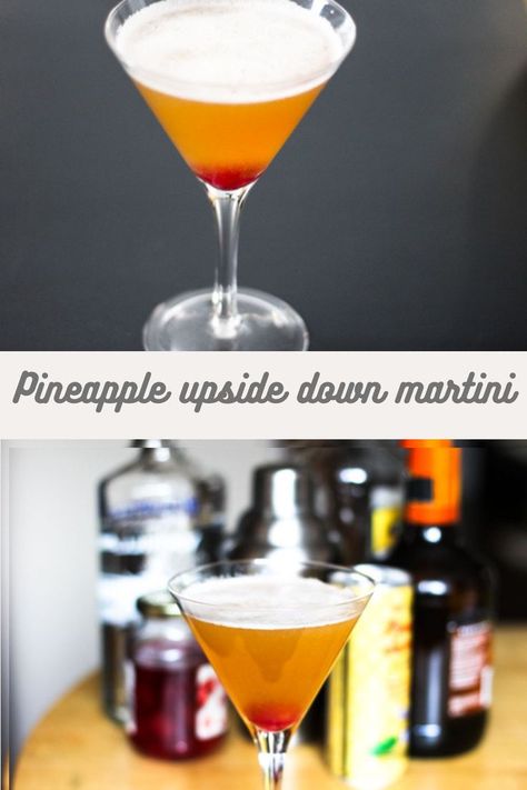 Vanilla vodka, amaretto, butterscotch schnapps, pineapple juice, and a maraschino cherry all combine to make this dessert in a glass! Pineapple Upside Down Martini, Cake Martini, Cake Vodka, Chocolate Vodka, Whipped Vodka, Desserts In A Glass, Rough Week, Teenage Son, Vanilla Vodka