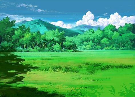 Pokemon Background Landscape, Pokemon Scenery, Landscape Drawing Tutorial, Anime Landscape, Lion King Drawings, Environment Painting, Props Art, Scenery Background, Landscape Concept