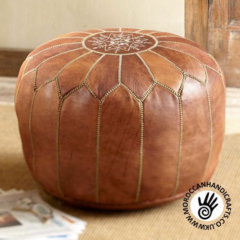 #ad Top Rated Handmade leather Moroccan pouffe - unstuffed, Furniture