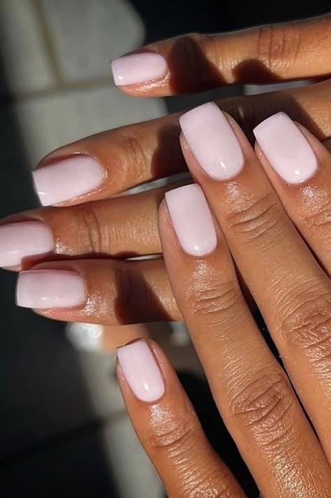 The most perfect manicure 💕 Short Nails Light Colors, Luminary Nails Short, Square Nails Inspo Summer, Milky Pink Nails Gel, Natural Looking Dip Nails, Baby Pink Square Nails, Nails Court, Extra Short Square Nails, Square Nude Nails