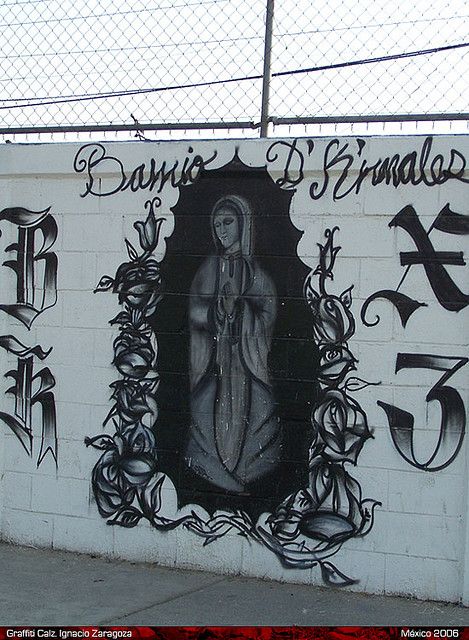 black & white Virgin Mary, Graffiti, Black White, Wall, White, Black