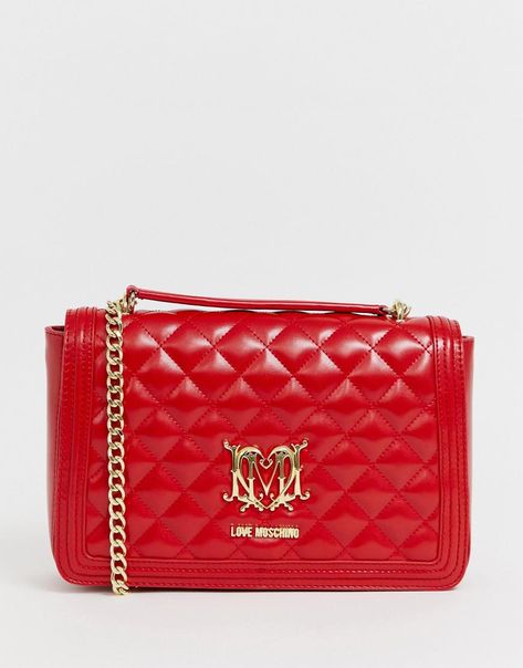 Quilted Crossbody Bag - Red - Love Moschino Shoulder bags Love Moschino Logo, Moschino Bag, Best Trail Running Shoes, Red Quilts, Red Bag, Quilted Crossbody Bag, Mode Online, Love Moschino, Shopper Bag