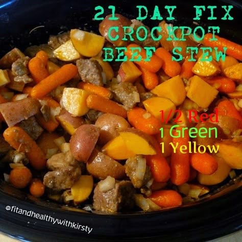 CROCKPOT BEEF STEW (21 DAY FIX APPROVED!!!!) Servings : 6 (1 Serving is measured with 2 Green Containers) 1 1/2 lbs Beef Stew Me... Crockpot Beef Stew, 21 Day Fix Recipes, 21 Day Fix Diet, 21 Day Diet, 21 Day Fix Meal Plan, Beachbody Recipes, Beef Stew Crockpot, 21 Day Fix Meals, Crockpot Beef