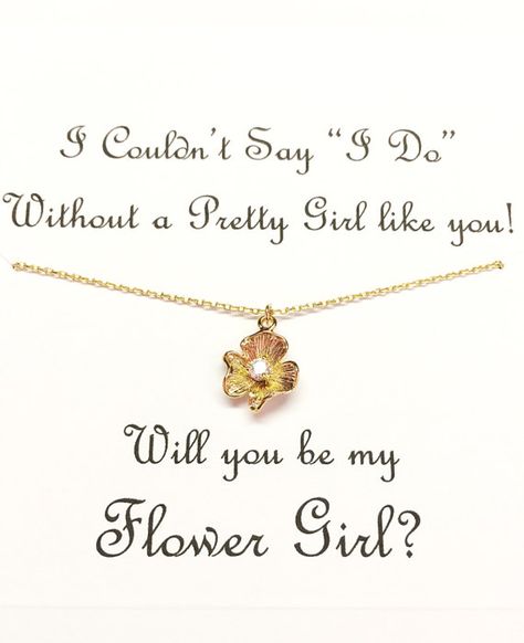 Flower Girl Proposal Will You Be My Flower Girl Gift Flower Flower Girl Proposal Simple, How To Ask Flower Girl To Be In Wedding, Will You Be My Flower Girl Ideas, Will You Be My Flower Girl, Asking Bridal Party, Asking Flower Girl, Flower Girl Proposal, Flower Girl Necklace, Girl Necklace