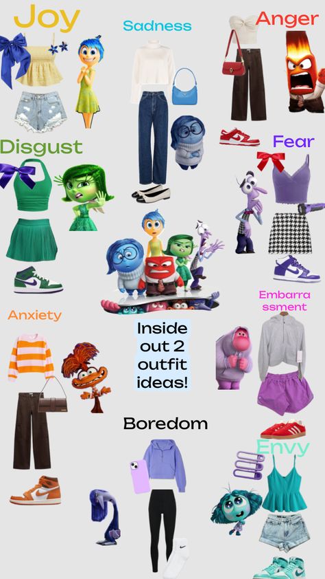 #insideout2 #joy 💛🩵 #anger ❤️🖤#sadness 💙🤍 #disgust 🤍💚 #fear 💜🤍#anxitey 🧡🤍 new age new emotions! Anger Inside Out Costume, Joy Inside Out Costume, Joy Costume, Fear Inside Out Costume, 2 Halloween Costumes, Fear Inside Out, Inside Out Costume, Girl Group Halloween Costumes, Inside Out Emotions